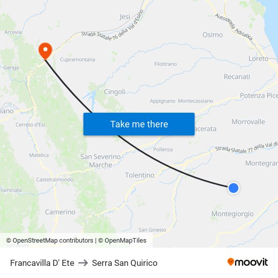 Francavilla D' Ete to Serra San Quirico map