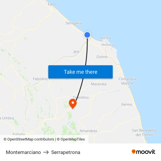 Montemarciano to Serrapetrona map