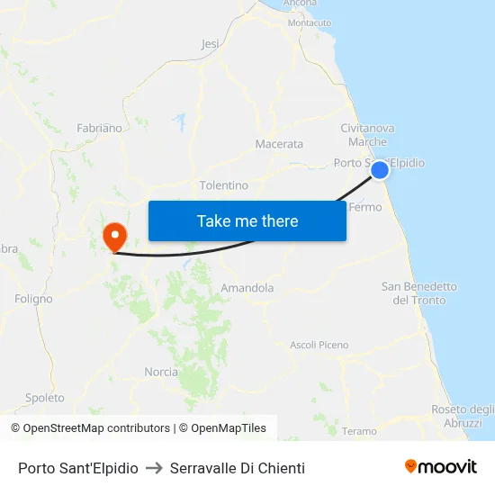 Porto Sant'Elpidio to Serravalle di Chienti map