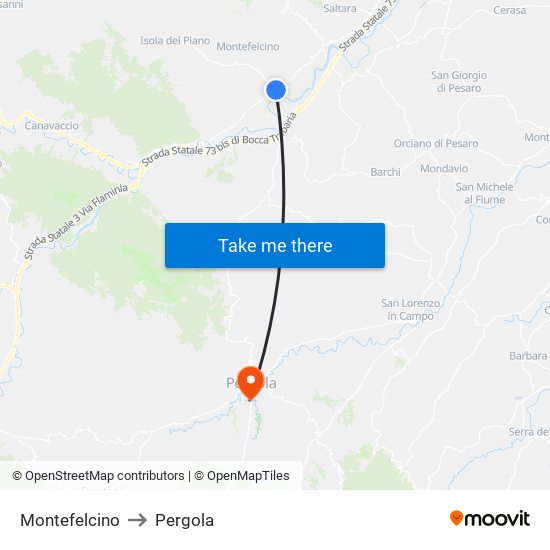 Montefelcino to Pergola map