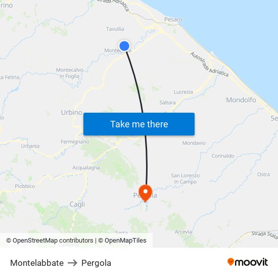 Montelabbate to Pergola map