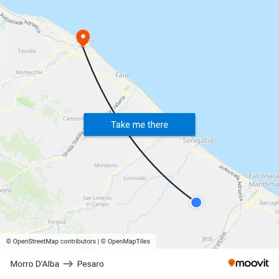 Morro D'Alba to Pesaro map