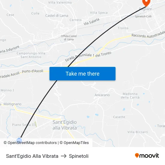 Sant'Egidio Alla Vibrata to Spinetoli map