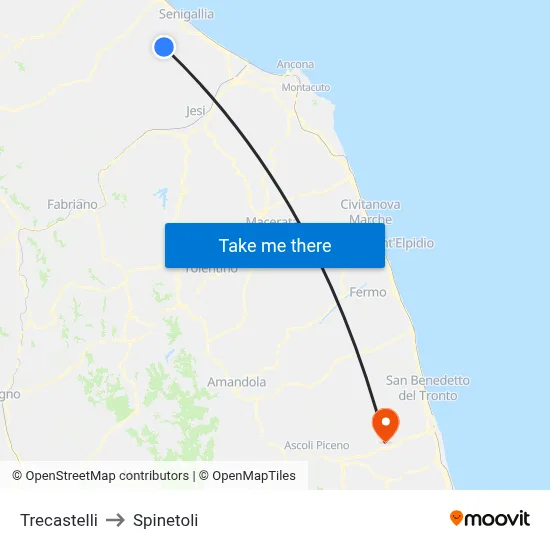 Trecastelli to Spinetoli map