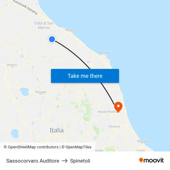 Sassocorvaro Auditore to Spinetoli map