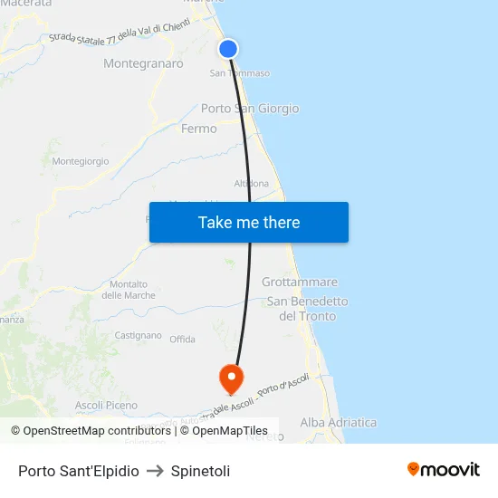 Porto Sant'Elpidio to Spinetoli map
