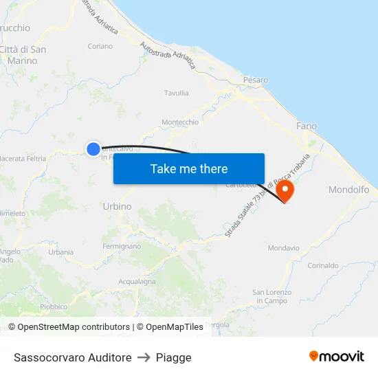 Sassocorvaro Auditore to Piagge map