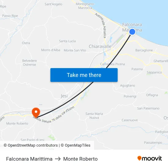 Falconara Marittima to Monte Roberto map