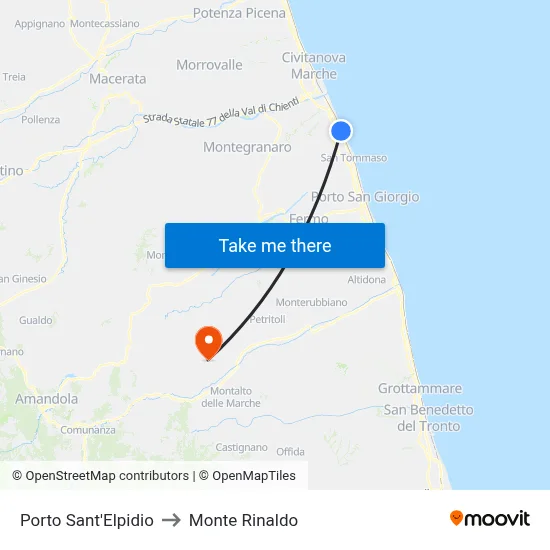 Porto Sant'Elpidio to Monte Rinaldo map