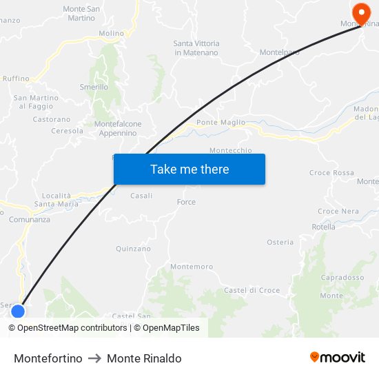 Montefortino to Monte Rinaldo map