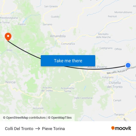 Colli Del Tronto to Pieve Torina map