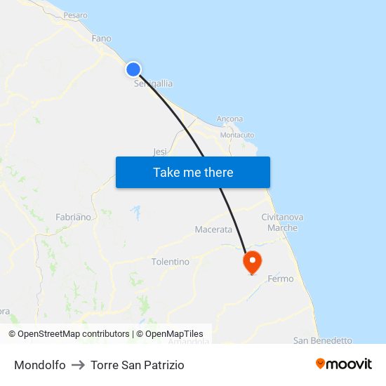 Mondolfo to Torre San Patrizio map
