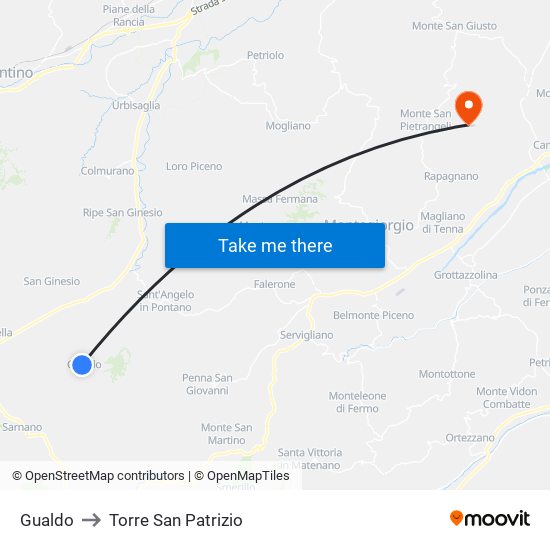 Gualdo to Torre San Patrizio map