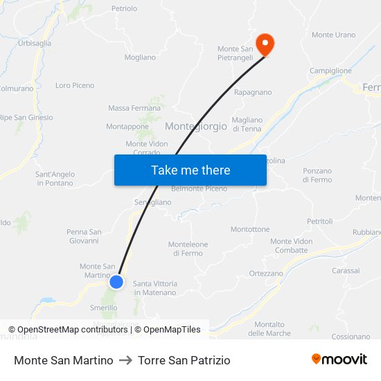 Monte San Martino to Torre San Patrizio map