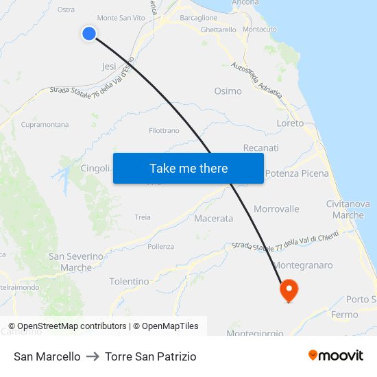 San Marcello to Torre San Patrizio map
