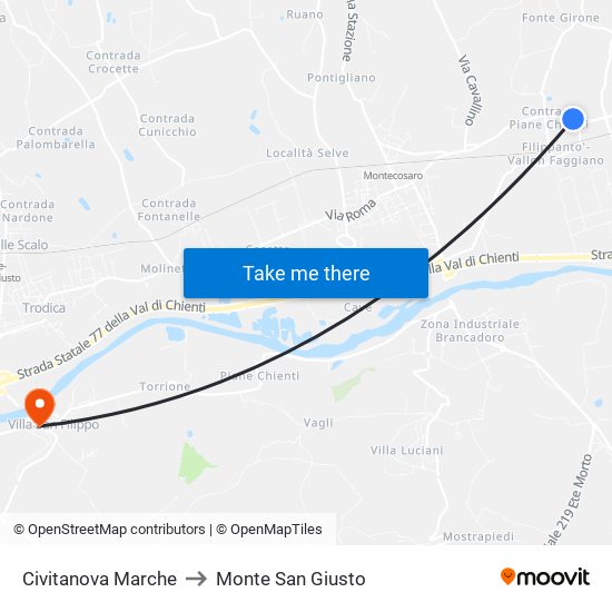 Civitanova Marche to Monte San Giusto map