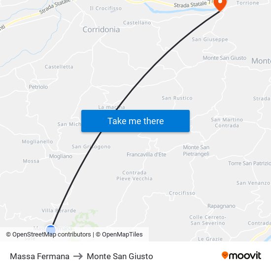 Massa Fermana to Monte San Giusto map