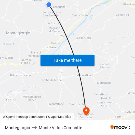 Montegiorgio to Monte Vidon Combatte map