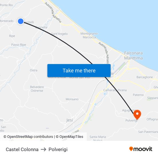 Castel Colonna to Polverigi map