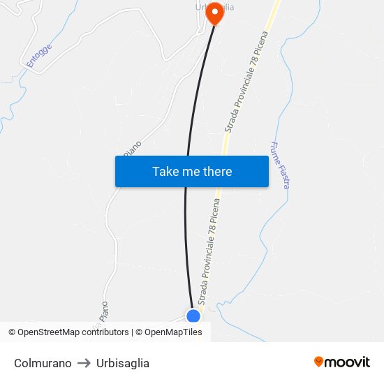 Colmurano to Urbisaglia map