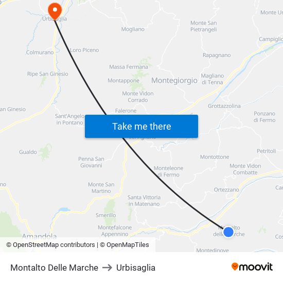 Montalto Delle Marche to Urbisaglia map