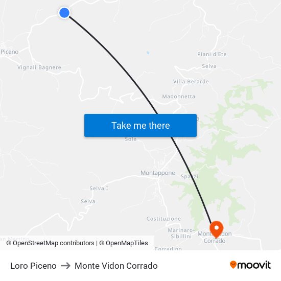 Loro Piceno to Monte Vidon Corrado map