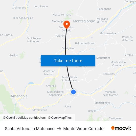 Santa Vittoria In Matenano to Monte Vidon Corrado map