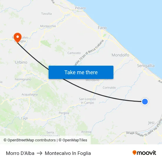 Morro D'Alba to Montecalvo in Foglia map