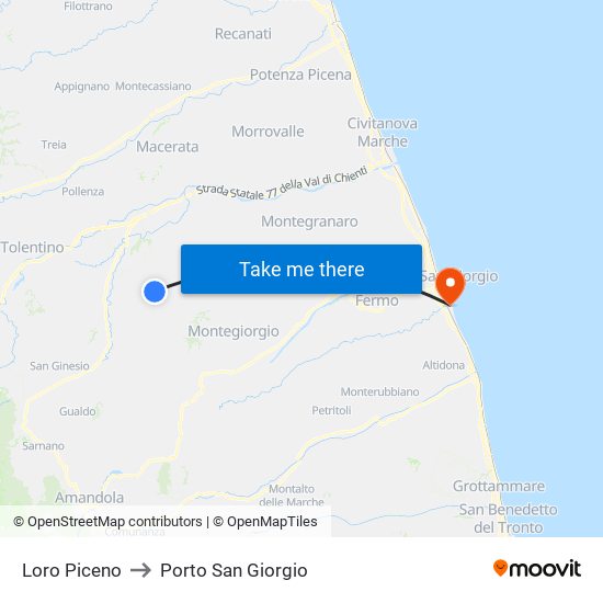 Loro Piceno to Porto San Giorgio map