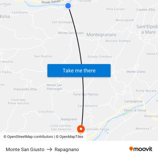 Monte San Giusto to Rapagnano map