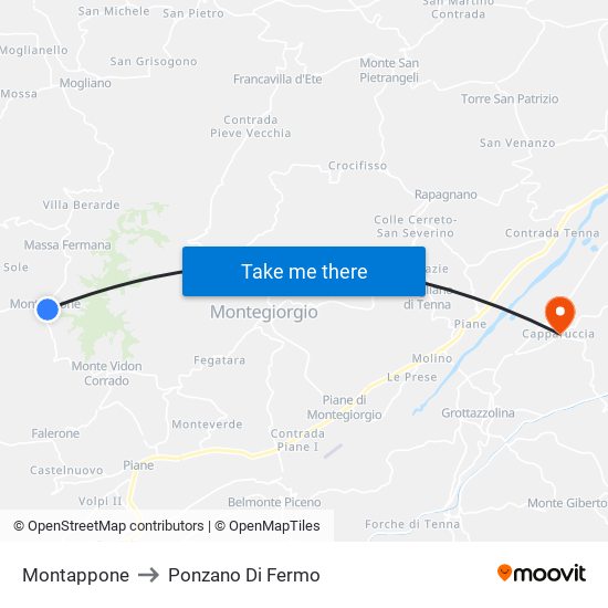 Montappone to Ponzano Di Fermo map