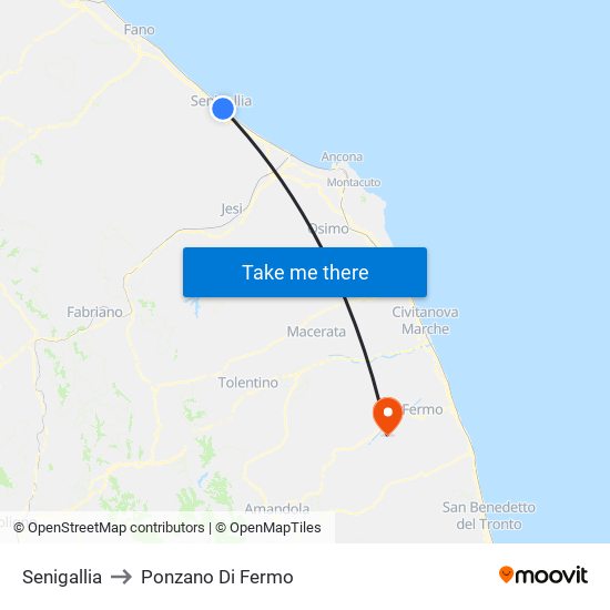 Senigallia to Ponzano Di Fermo map