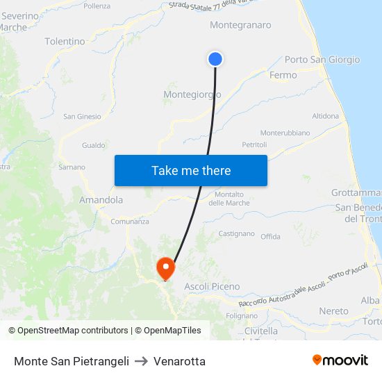 Monte San Pietrangeli to Venarotta map