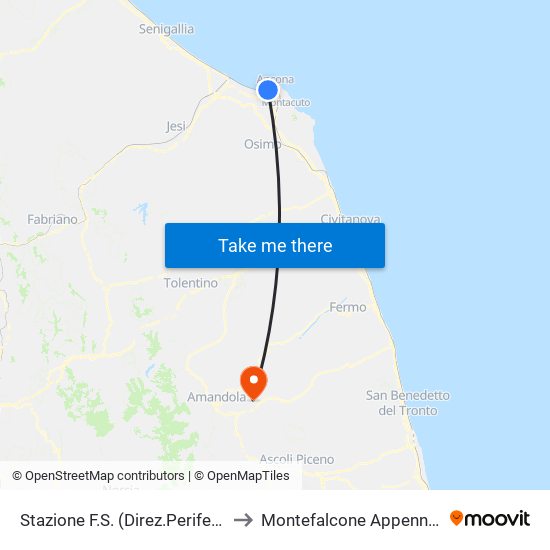 Stazione F.S. (Direz.Periferia) to Montefalcone Appennino map