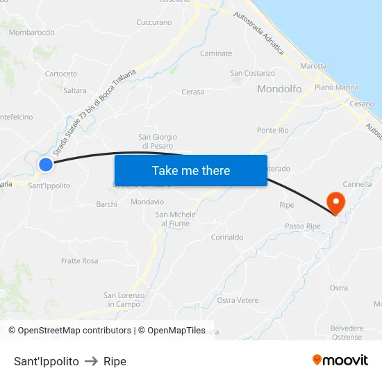 Sant'Ippolito to Ripe map