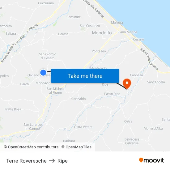Terre Roveresche to Ripe map
