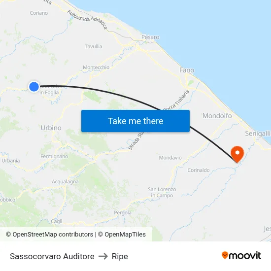 Sassocorvaro Auditore to Ripe map