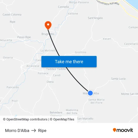 Morro D'Alba to Ripe map