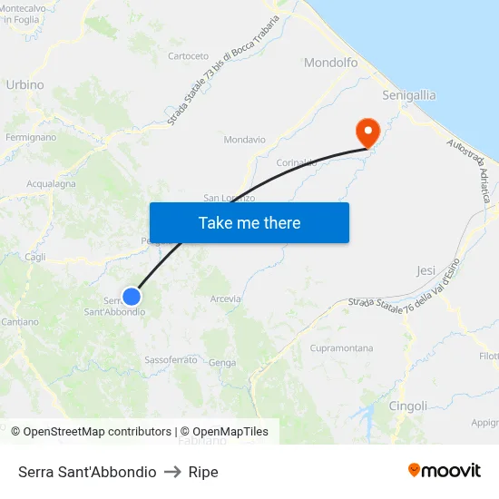 Serra Sant'Abbondio to Ripe map