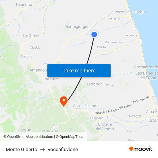 Monte Giberto to Roccafluvione map