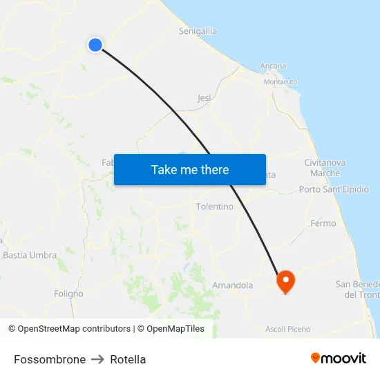 Fossombrone to Rotella map