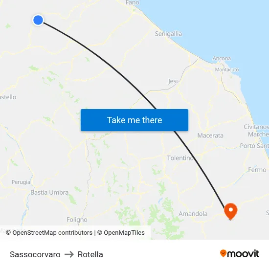 Sassocorvaro to Rotella map