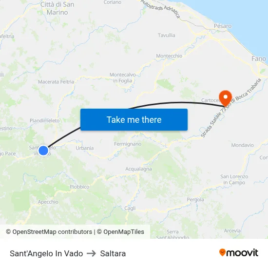Sant'Angelo In Vado to Saltara map