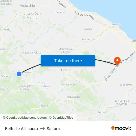 Belforte All'Isauro to Saltara map