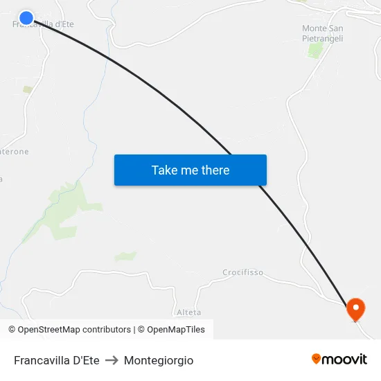 Francavilla D'Ete to Montegiorgio map