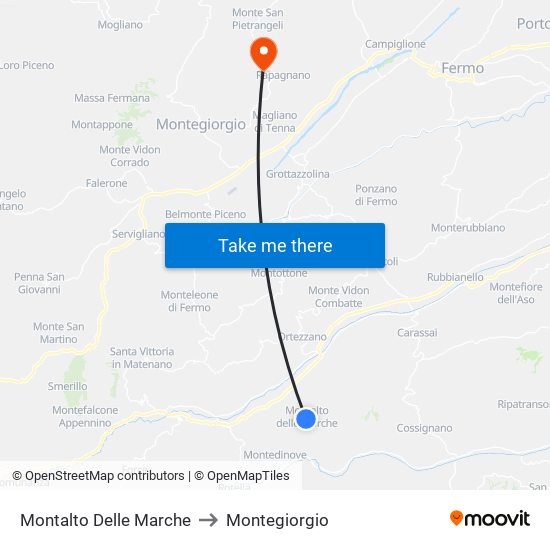 Montalto Delle Marche to Montegiorgio map