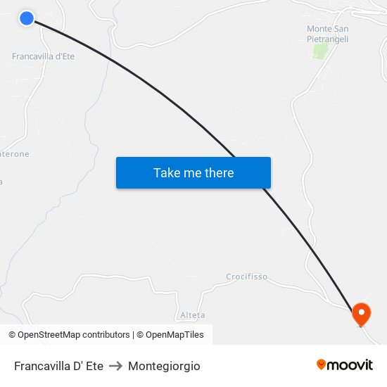 Francavilla D' Ete to Montegiorgio map