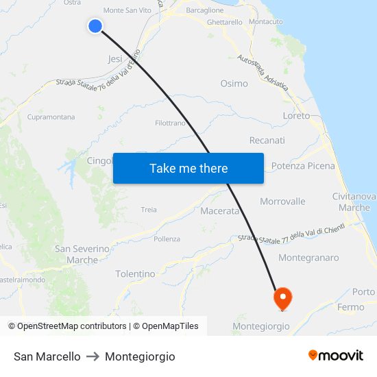 San Marcello to Montegiorgio map