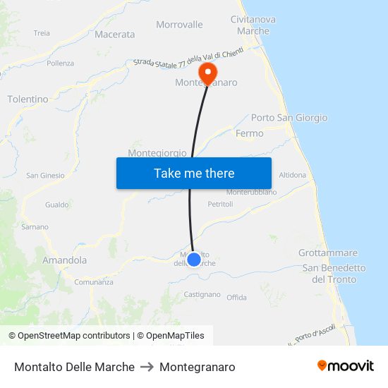 Montalto Delle Marche to Montegranaro map