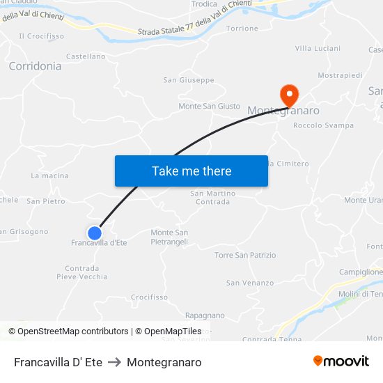 Francavilla D' Ete to Montegranaro map